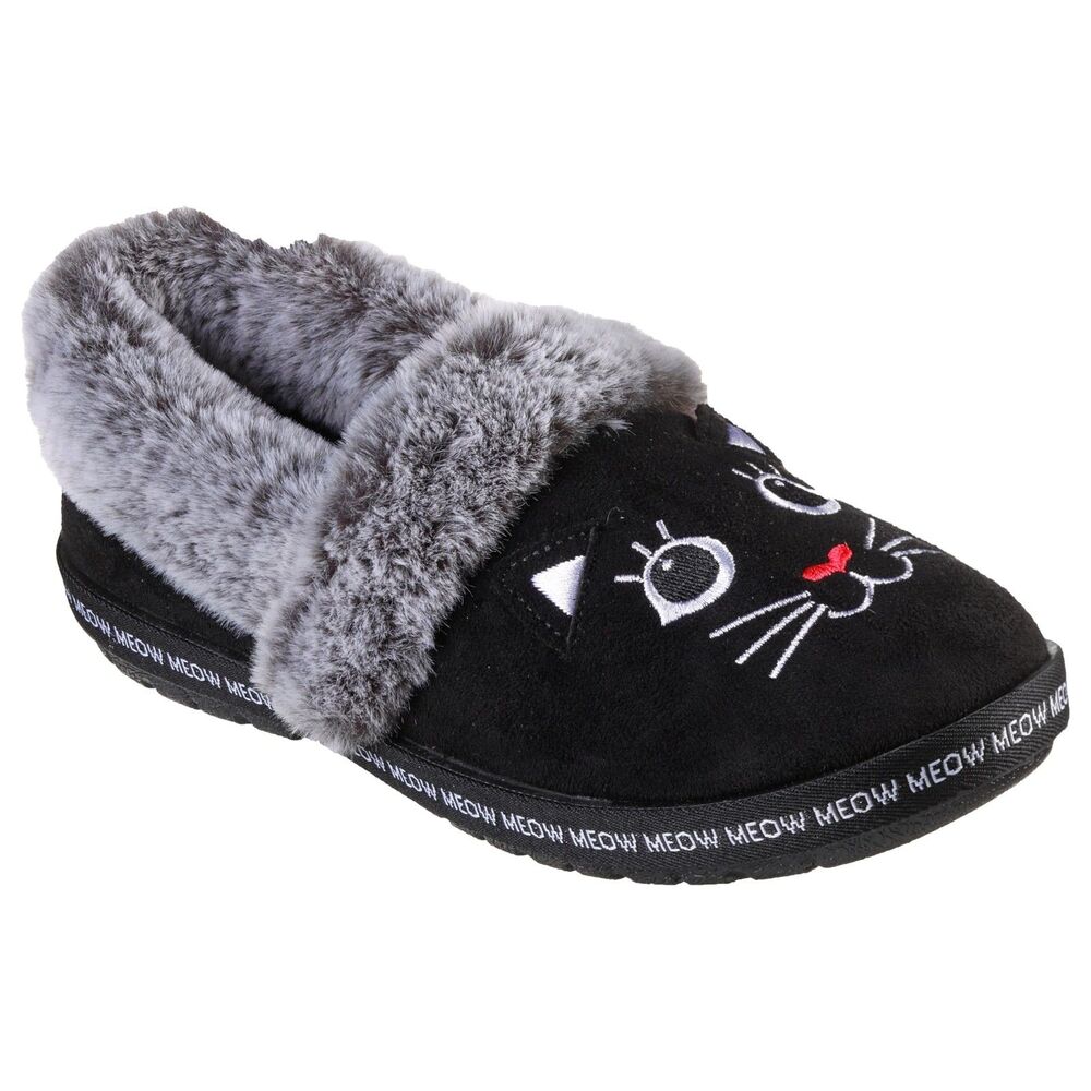 Skechers Women's Too Cozy-Meow Pajamas Slipper Black Size 7 Memory Foam